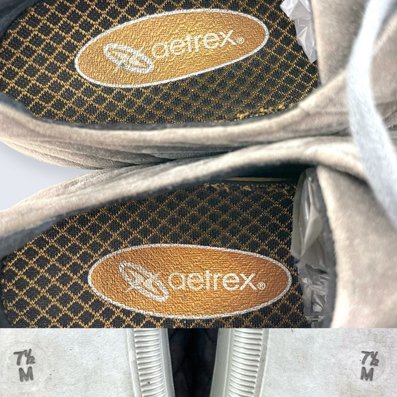Aetrex Gray Quilted Suede Lace Up White Sole Arch Support Orthopedic Sneaker 7.5 - Picture 8 of 8